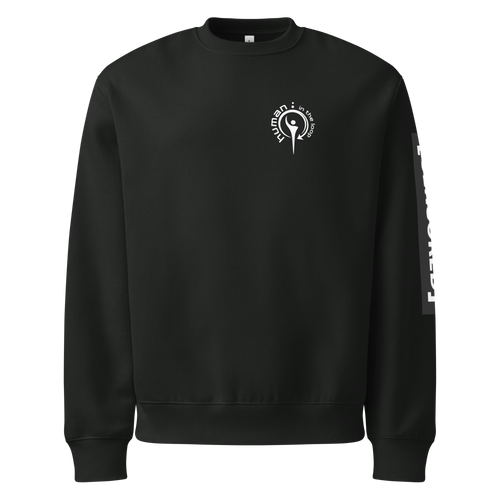 CENSORED oversized sweatshirt in Vintage Black — front, Human in the Loop chest emblem